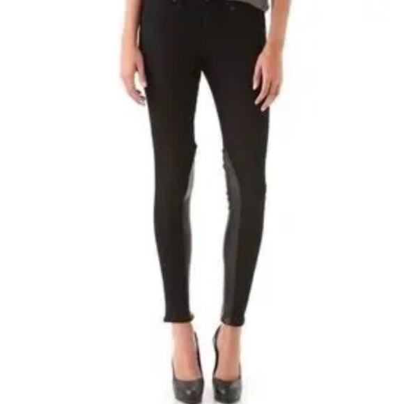 Rag & Bone Midnight Lambskin Inset Jodhpur Skinny Jeans 25 - Picture 2 of 10
